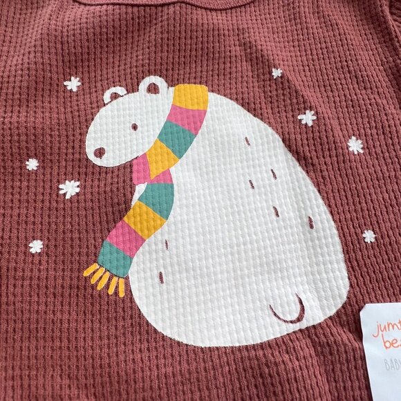 Jumping Beans Baby Bodysuit 24M Rust Waffle Thermal Knit Polar Bear Graphic - Picture 3 of 8